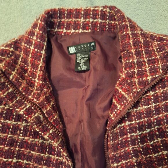 CAROLE LITTLE Tweed Silk Shortened Jacket Women S - Picture 4 of 8